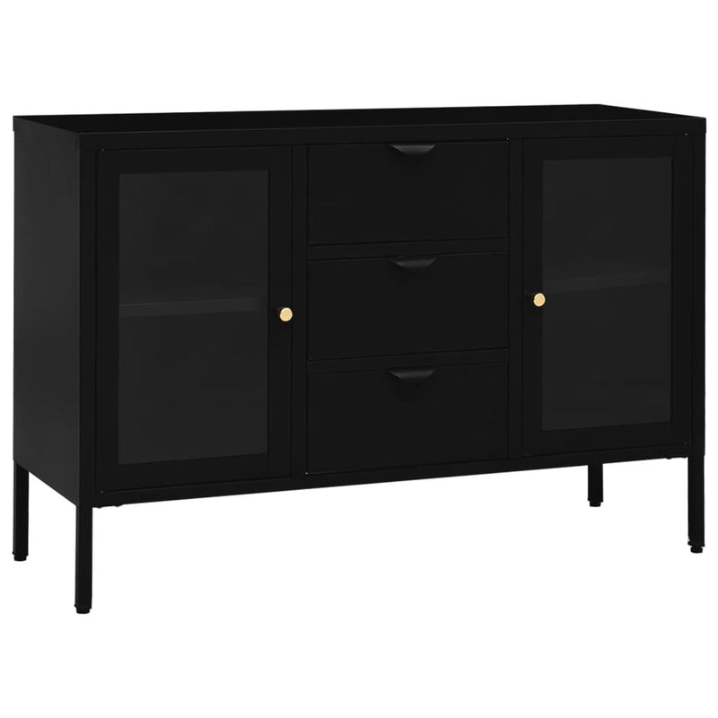 Sideboard Black 105x35x70 cm Steel and Tempered Glass