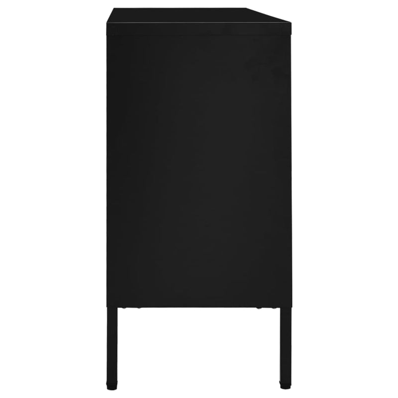 Sideboard Black 105x35x70 cm Steel and Tempered Glass