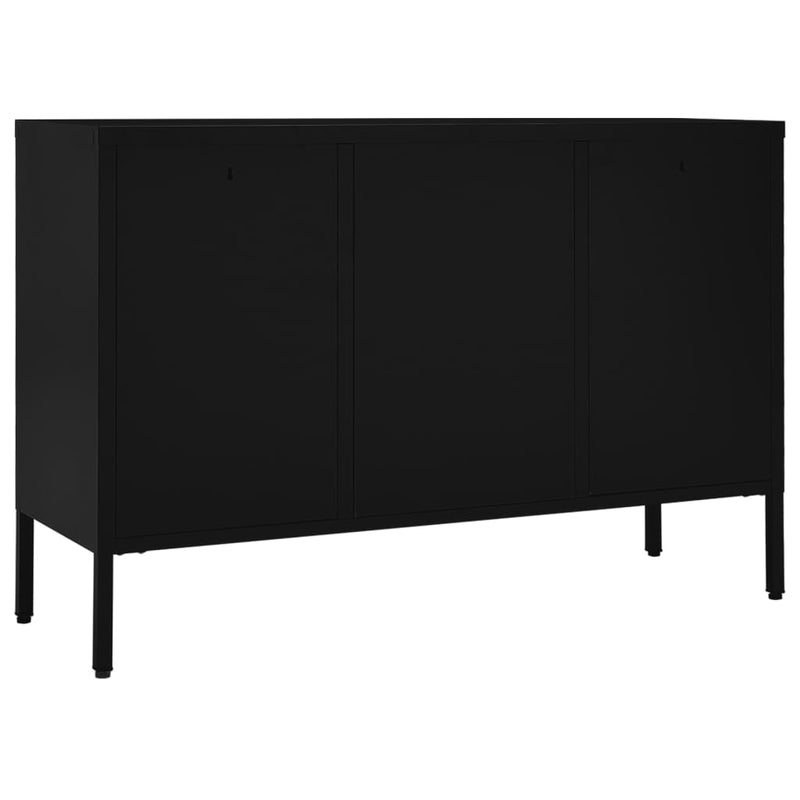 Sideboard Black 105x35x70 cm Steel and Tempered Glass