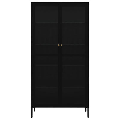 Display Cabinet Black 90x40x180 cm Steel and Tempered Glass