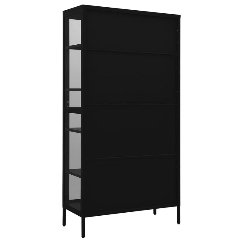 Display Cabinet Black 90x40x180 cm Steel and Tempered Glass