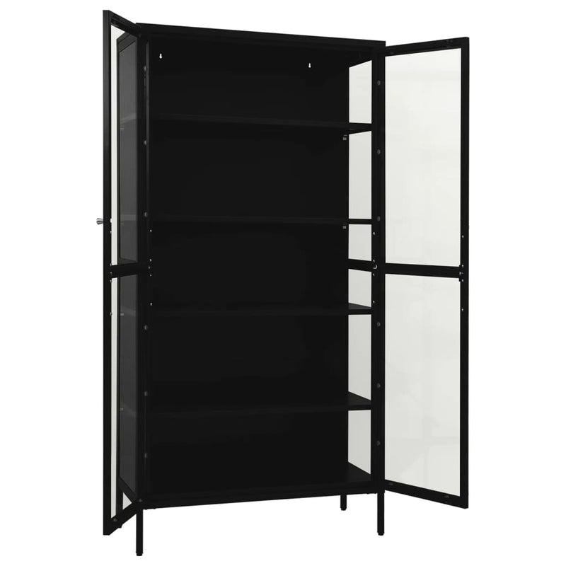 Display Cabinet Black 90x40x180 cm Steel and Tempered Glass