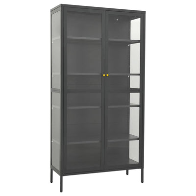 Display Cabinet Anthracite 90x40x180 cm Steel and Tempered Glass