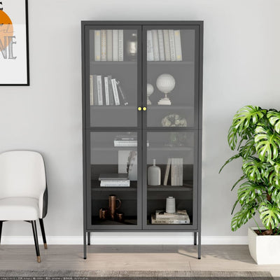 Display Cabinet Anthracite 90x40x180 cm Steel and Tempered Glass