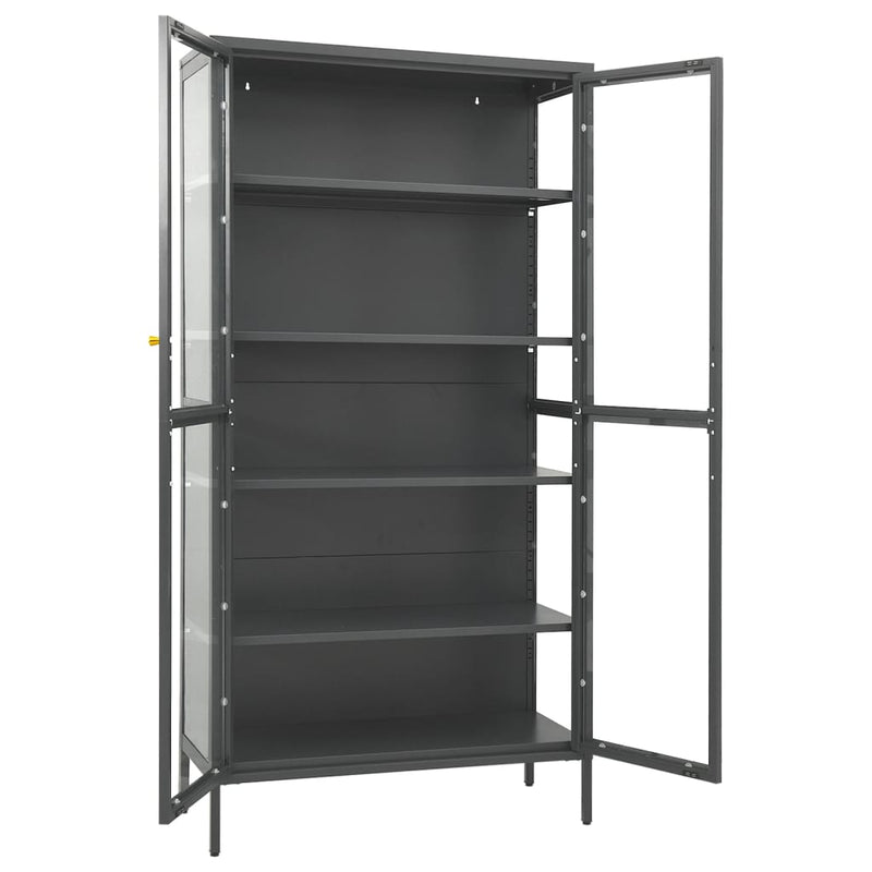 Display Cabinet Anthracite 90x40x180 cm Steel and Tempered Glass