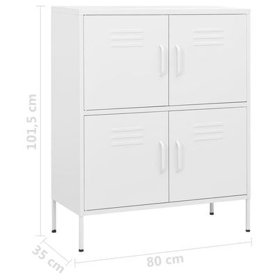 Storage Cabinet White 80x35x101.5 cm Steel