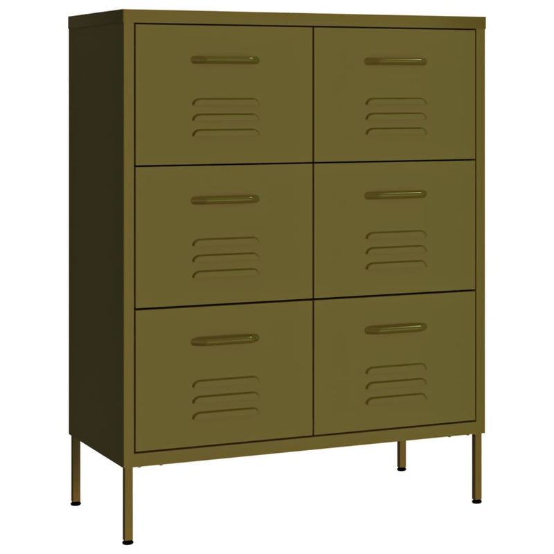 Drawer Cabinet Olive Green 80x35x101.5 cm Steel