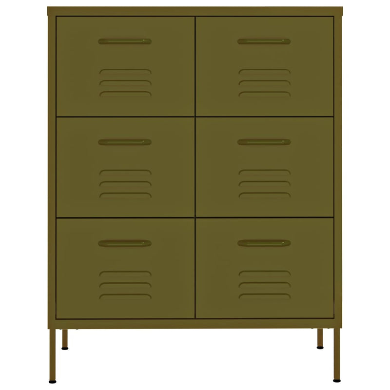 Drawer Cabinet Olive Green 80x35x101.5 cm Steel