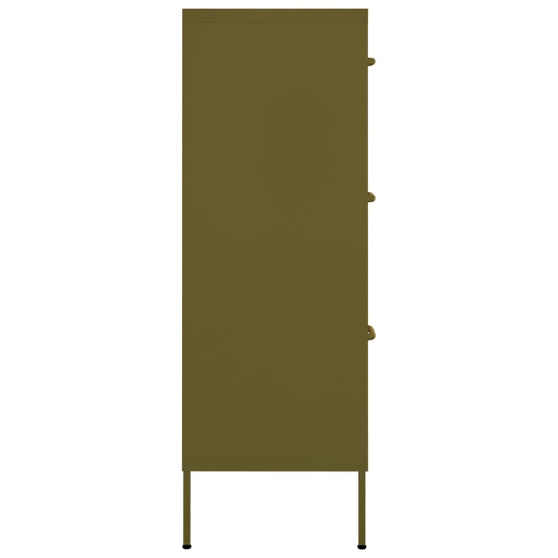 Drawer Cabinet Olive Green 80x35x101.5 cm Steel