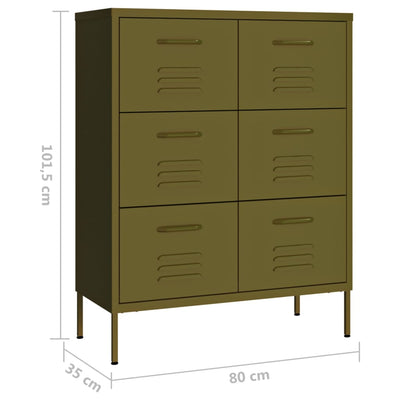 Drawer Cabinet Olive Green 80x35x101.5 cm Steel