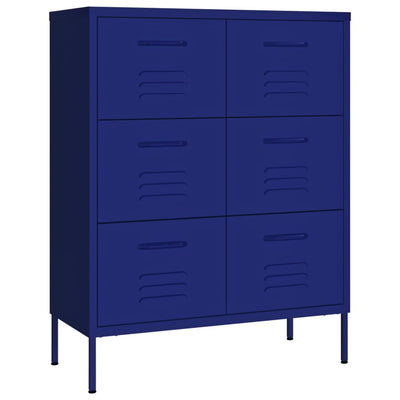 Drawer Cabinet Navy Blue 80x35x101.5 cm Steel