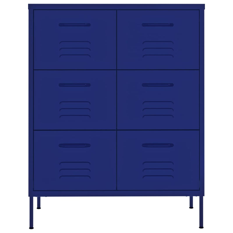 Drawer Cabinet Navy Blue 80x35x101.5 cm Steel