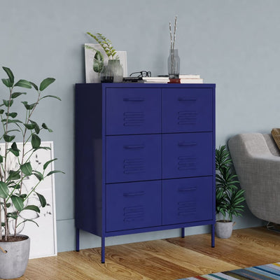 Drawer Cabinet Navy Blue 80x35x101.5 cm Steel