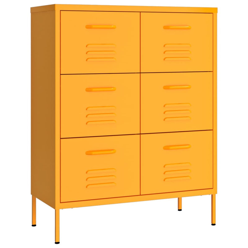 Drawer Cabinet Mustard Yellow 80x35x101.5 cm Steel