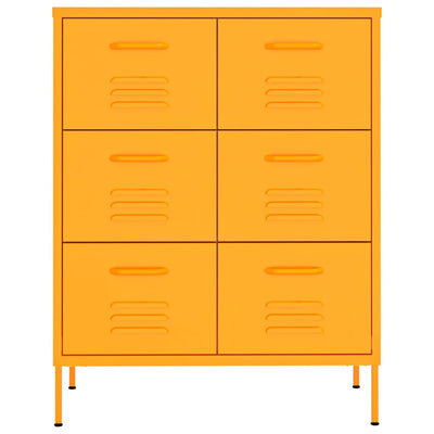 Drawer Cabinet Mustard Yellow 80x35x101.5 cm Steel