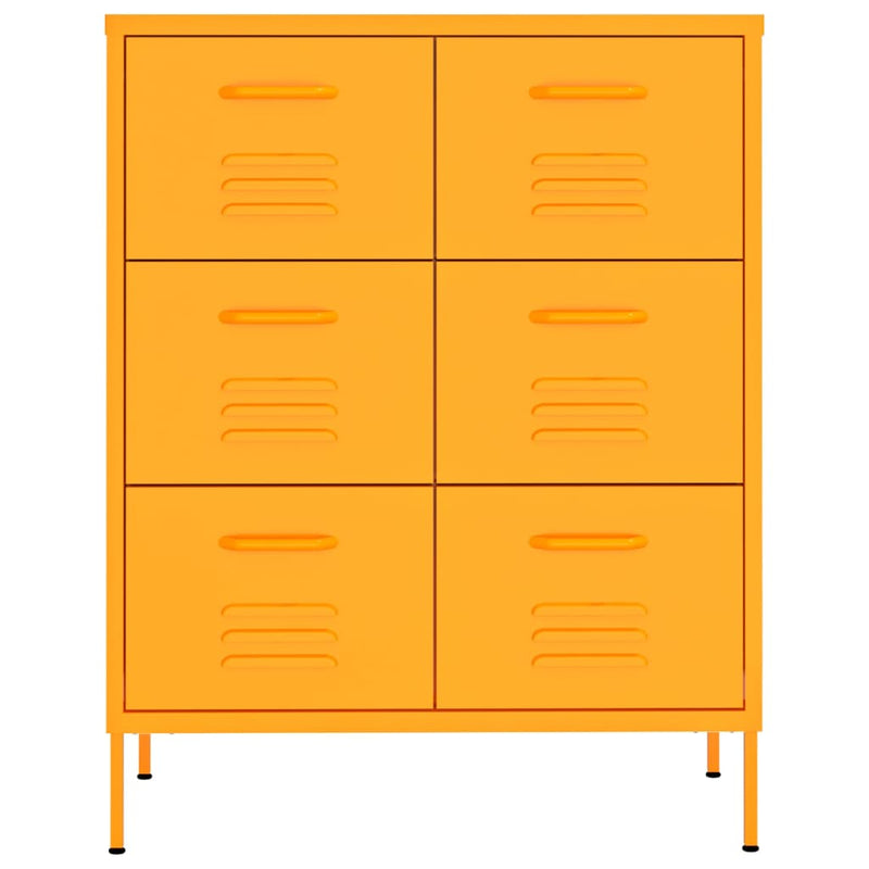 Drawer Cabinet Mustard Yellow 80x35x101.5 cm Steel