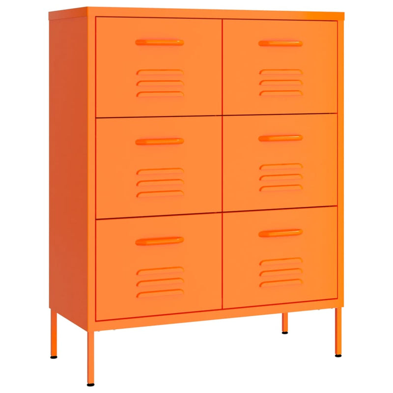 Drawer Cabinet Orange 80x35x101.5 cm Steel