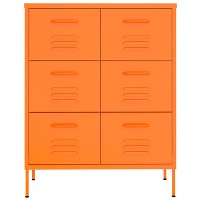 Drawer Cabinet Orange 80x35x101.5 cm Steel