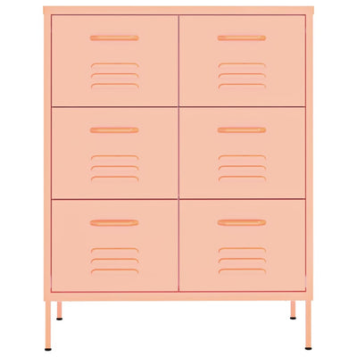 Drawer Cabinet Pink 80x35x101.5 cm Steel