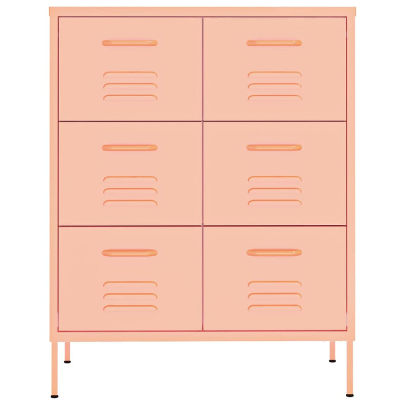 Drawer Cabinet Pink 80x35x101.5 cm Steel