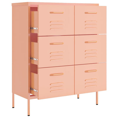 Drawer Cabinet Pink 80x35x101.5 cm Steel