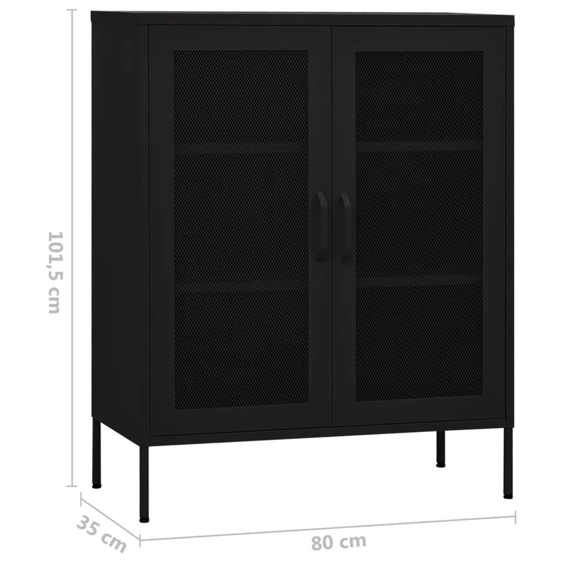 Storage Cabinet Black 80x35x101.5 cm Steel