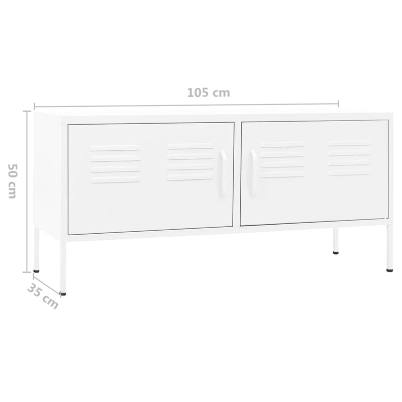 TV Cabinet White 105x35x50 cm Steel