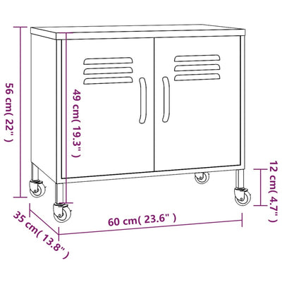 Storage Cabinet White 60x35x56 cm Steel