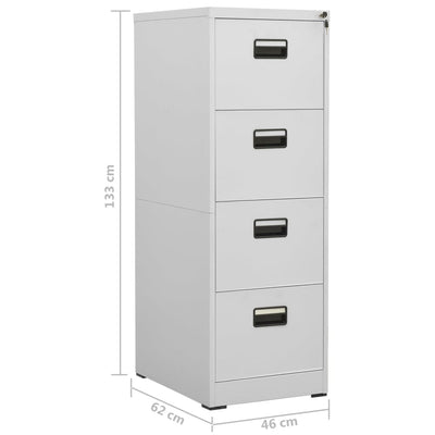 Filing Cabinet Light Grey 46x62x133 cm Steel