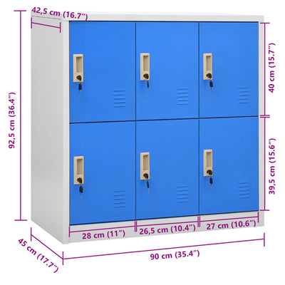 Locker Cabinet Light Grey and Blue 90x45x92.5 cm Steel