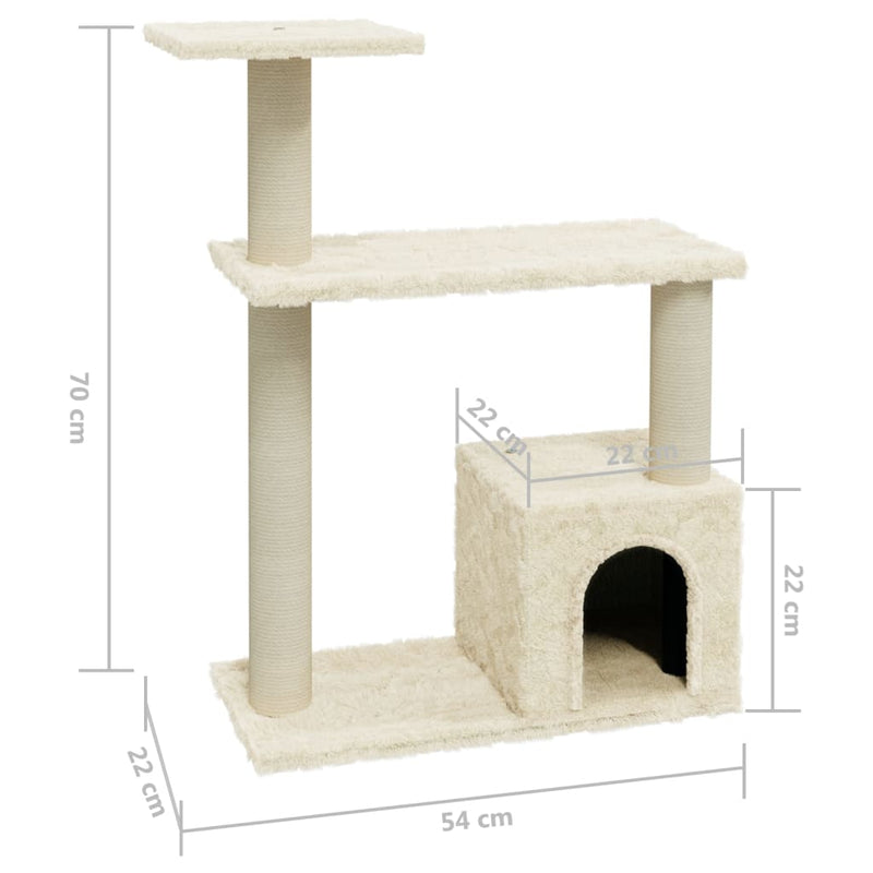 Cat Tree with Sisal Scratching Posts Cream 70 cm