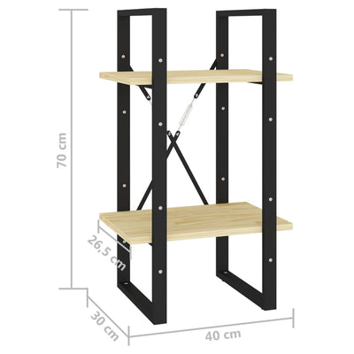 2-Tier Book Cabinet 40x30x70 cm Solid Pine Wood