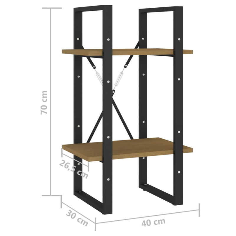 2-Tier Book Cabinet 40x30x70 cm Solid Pine Wood