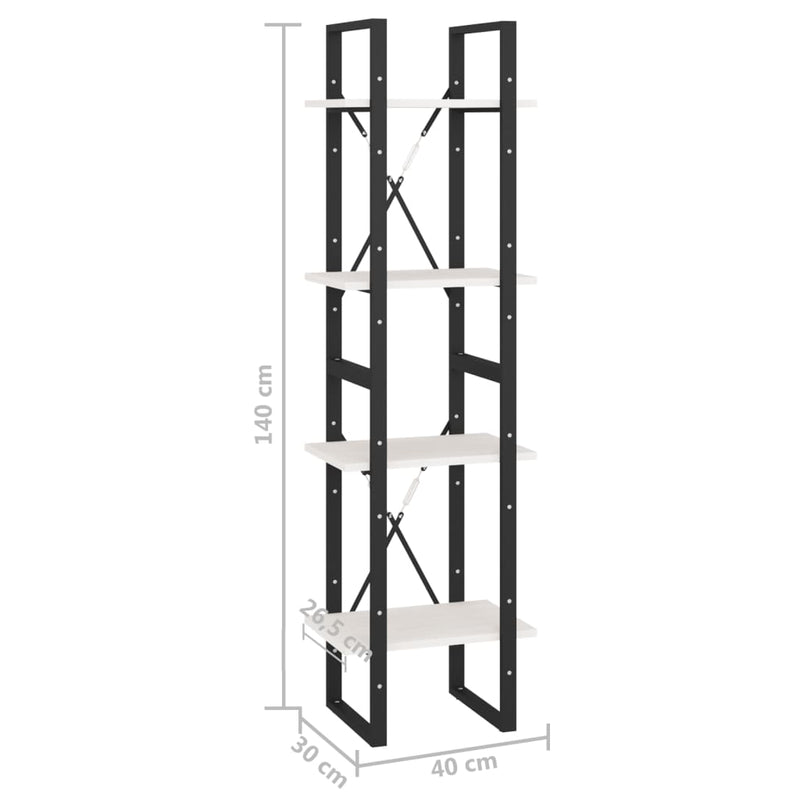 4-Tier Book Cabinet White 40x30x140 cm Solid Pine Wood