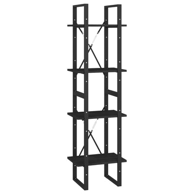 4-Tier Book Cabinet Black 40x30x140 cm Solid Pine Wood