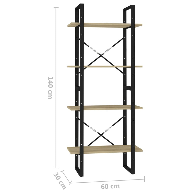 4-Tier Book Cabinet Sonoma Oak 60x30x140 cm Engineered Wood