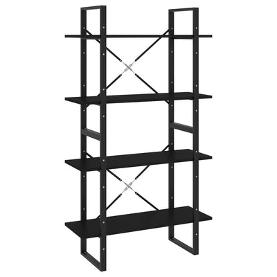 4-Tier Book Cabinet Black 80x30x140 cm Engineered Wood