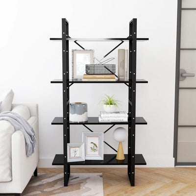 4-Tier Book Cabinet Black 80x30x140 cm Engineered Wood