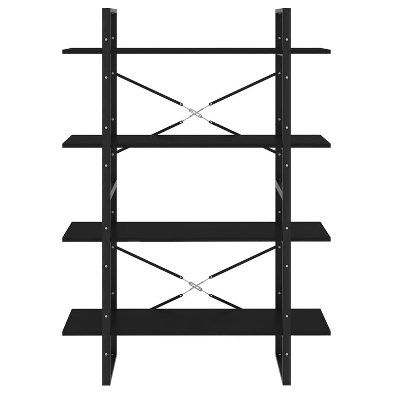 4-Tier Book Cabinet Black 100x30x140 cm Engineered Wood