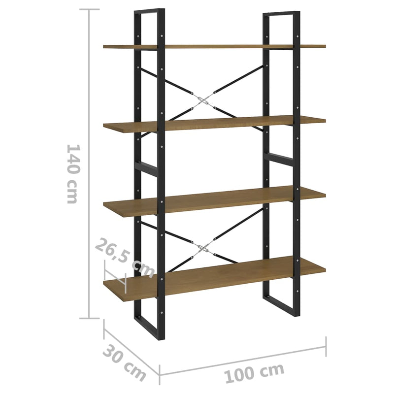 4-Tier Book Cabinet 100x30x140 cm Solid Pine Wood