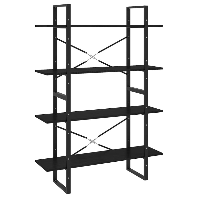 4-Tier Book Cabinet Black 100x30x140 cm Solid Pine Wood