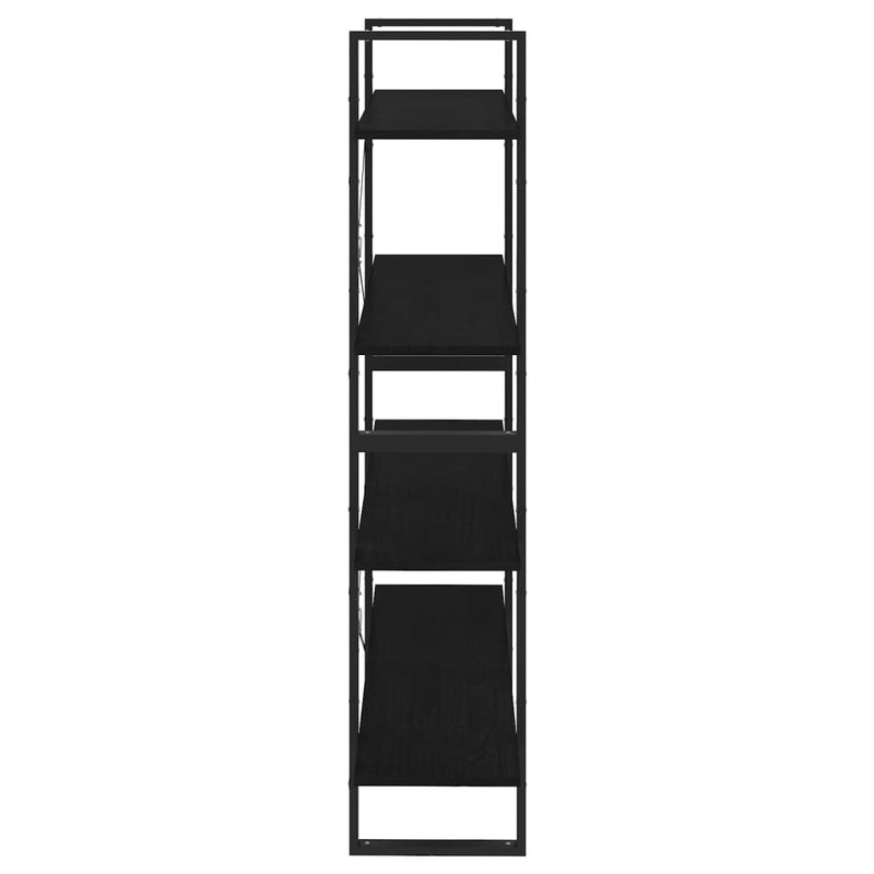 4-Tier Book Cabinet Black 100x30x140 cm Solid Pine Wood