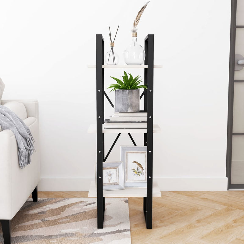 3-Tier Book Cabinet White 40x30x105 cm Solid Pinewood