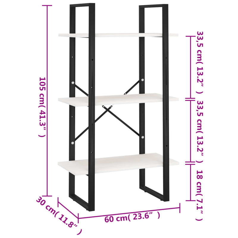 Storage Shelf White 60x30x105 cm Solid Pine Wood