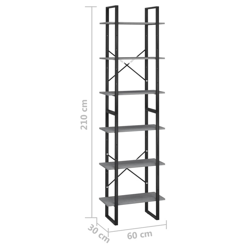 Storage Shelf Grey 60x30x210 cm Solid Wood Pine