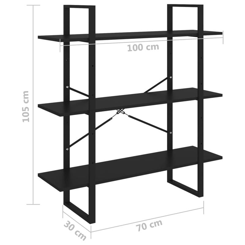 Book Cabinet Black 100x30x105 cm Engineered Wood