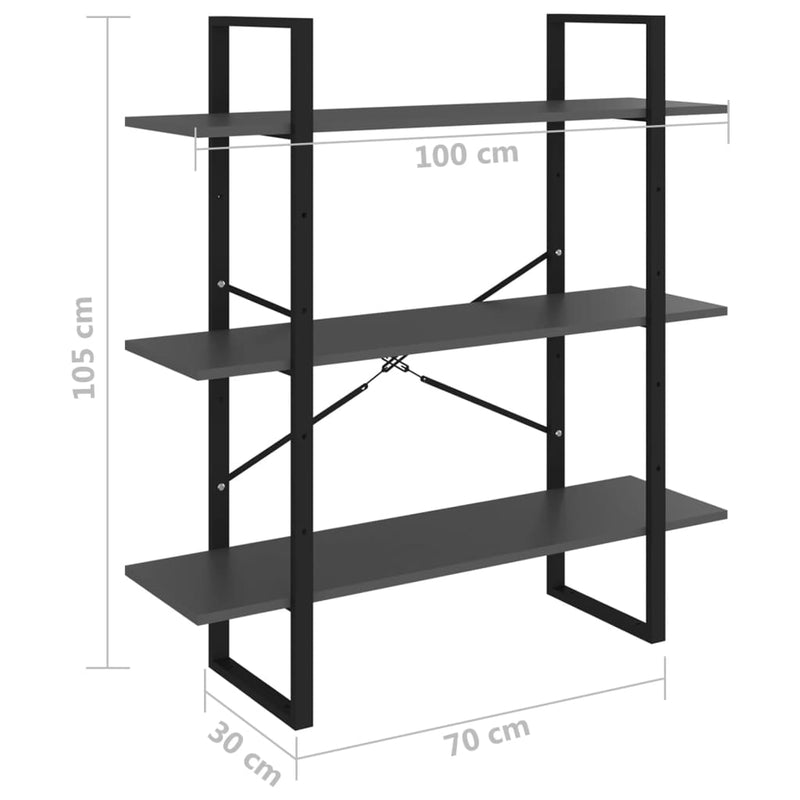 Book Cabinet Grey 100x30x105 cm Engineered Wood