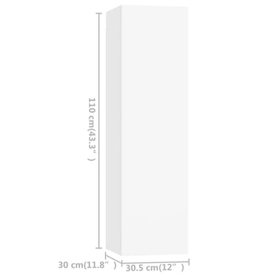4 Piece TV Cabinet Set White Engineered Wood