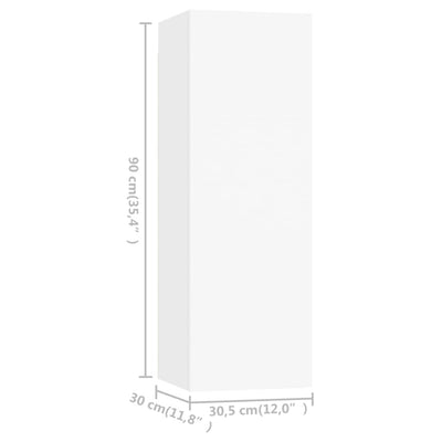 3 Piece TV Cabinet Set White Engineered Wood