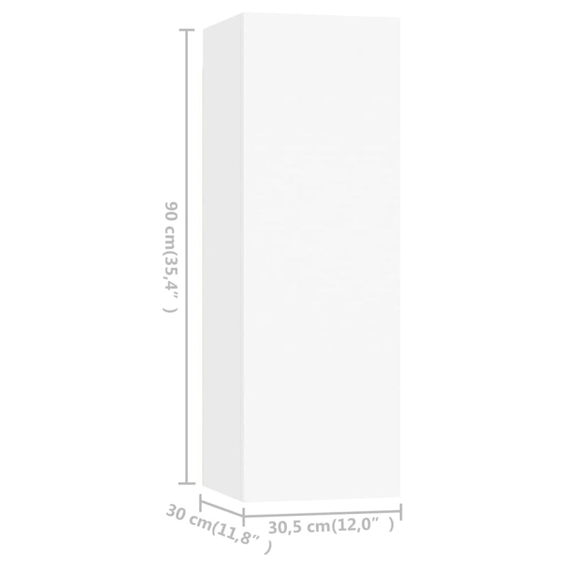 3 Piece TV Cabinet Set White Engineered Wood